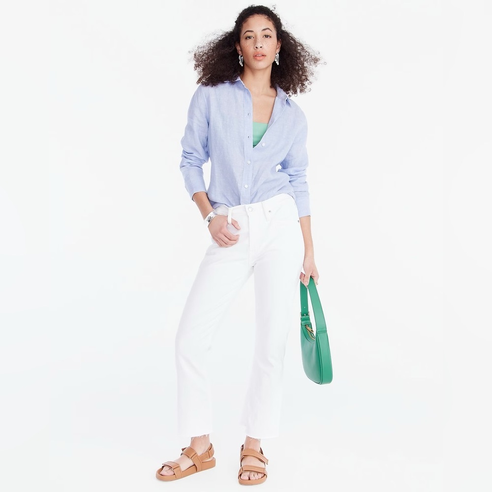 J.Crew 9" mid-rise Billie demi-boot crop jean raw hem in white size 24